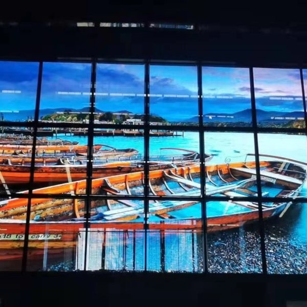 High Transparency Indoor Fixed LED Screen P3.9-7.8 for Airport Terminal Glass Facades